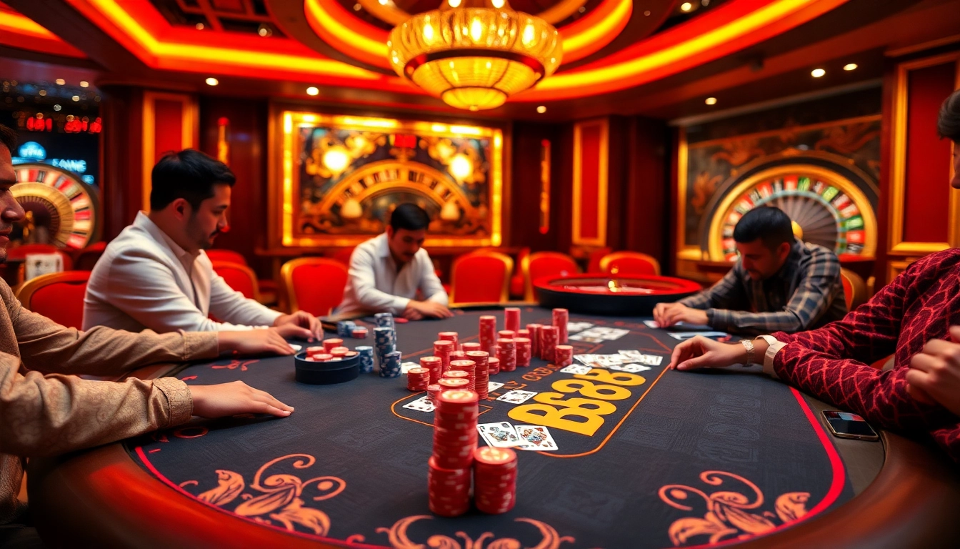 Experience thrilling gameplay at the RR88 gaming table with intense poker action.