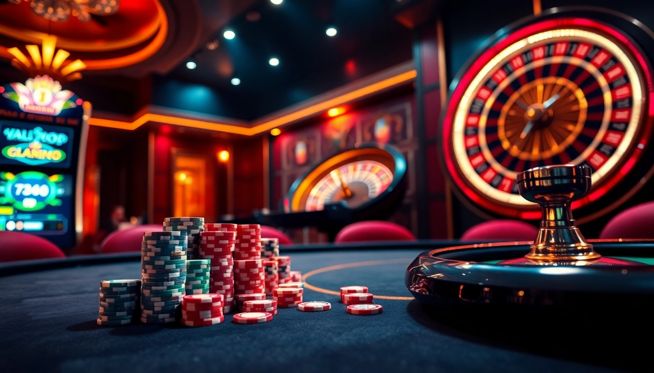 Lương Sơn TV enhances online gambling experiences with vibrant casino elements, showcasing poker chips and a roulette wheel.