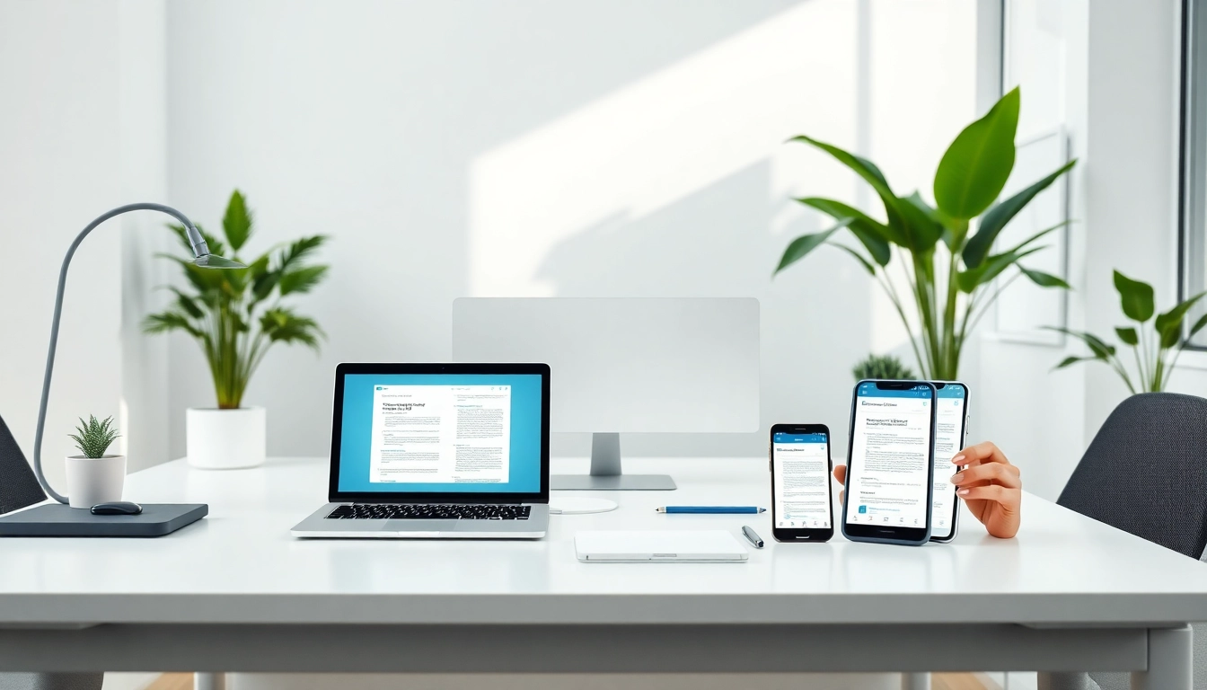 在专业工作区的现代设备上展示的 WPS 办公套件。