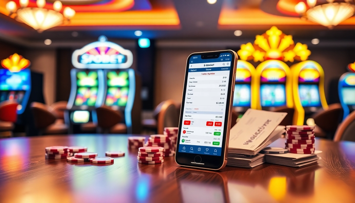 Engaging sbobet online betting action with a dynamic gaming interface and vibrant casino atmosphere.
