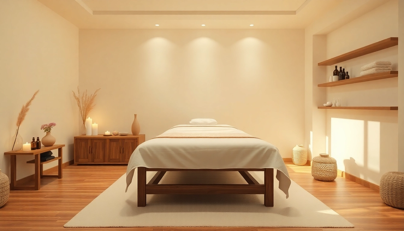 차분한 분위기의 출장마사지 치료실과 아로마 오일