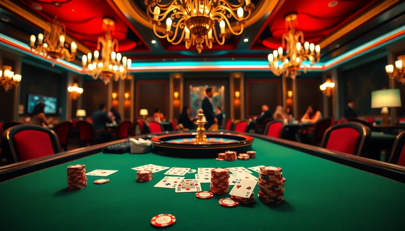 Experience the excitement of go88 with players engaging at a luxurious poker table.