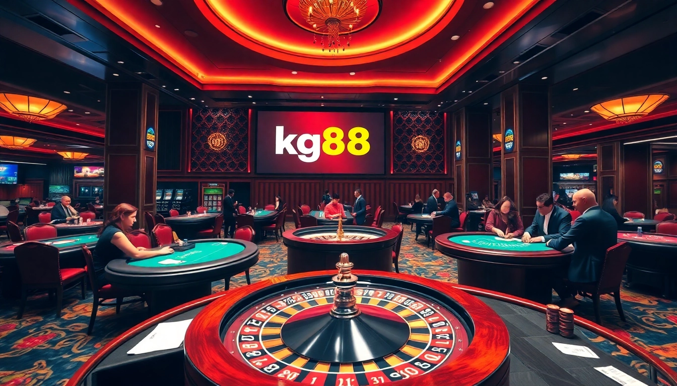 Engage in thrilling casino action at kg88 with roulette, chips, and vibrant gaming atmosphere.