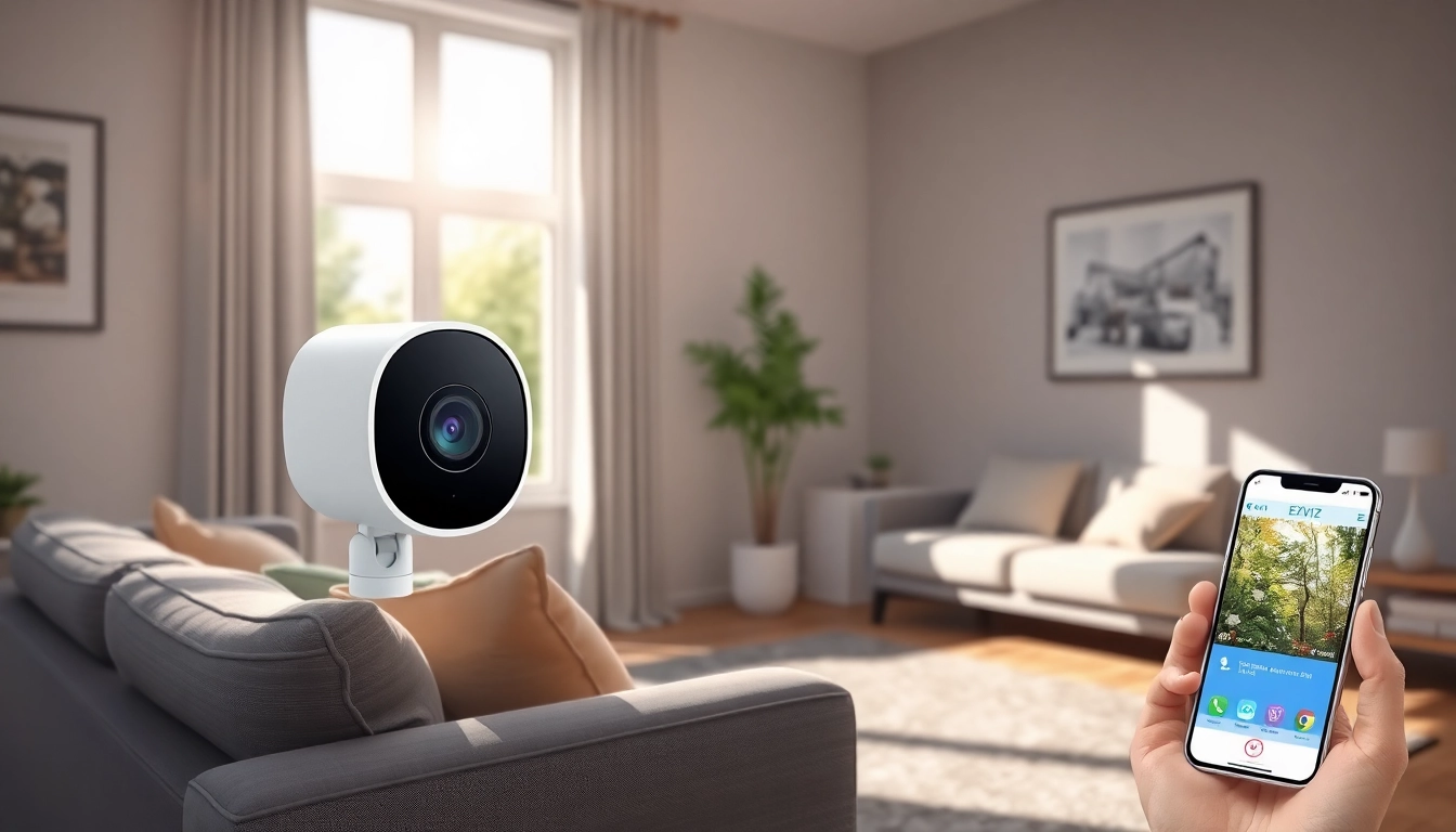 Configuración de cámaras Ezviz de seguridad en un entorno doméstico moderno.